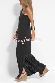 Flawless and Free One Shoulder Relaxed Slit Maxi Dress