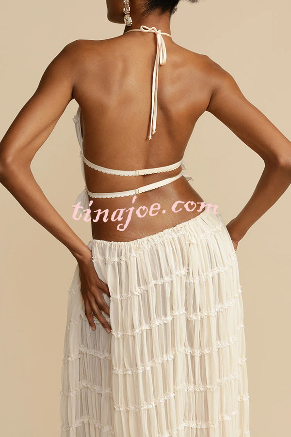 Passion and Romance Pleated Back Elastic Straps Adjustable Halter Tank