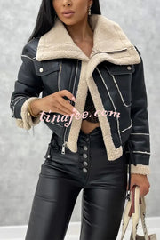 Stylish Lambswool Short Zipped Biker Jacket