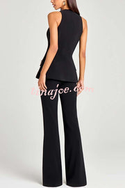 Women Power High Rise Side Zipper Flare Slim Fit Pants
