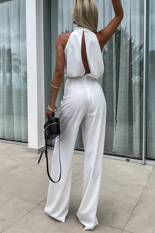 Fashionable Solid Color Sleeveless Hollow Slim Fit Jumpsuit