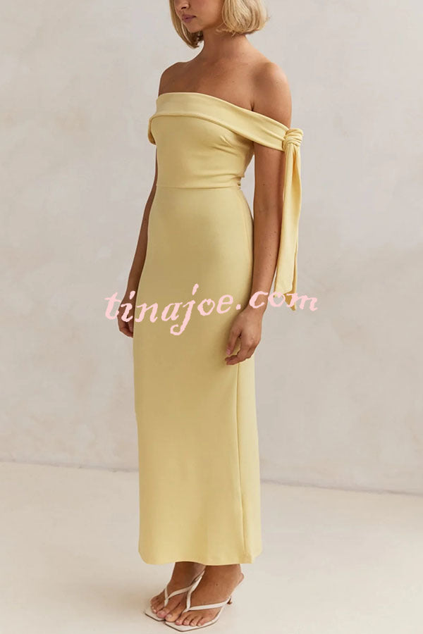 Mina Side Tie-up Strapless Tailored Stretch Maxi Dress