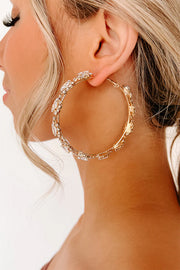 Textured Rhinestone Hoop Earrings