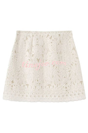 Fashion Floral Hollow Embroidery Slim Mini Skirt
