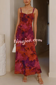 Fashion Tie-dye Backless Suspender Holiday Maxi Dress