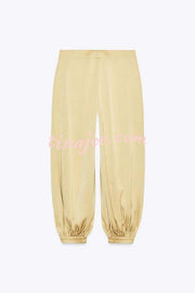 City Phantom Satin High Rise Pocket Aladdin Bloomers Pants