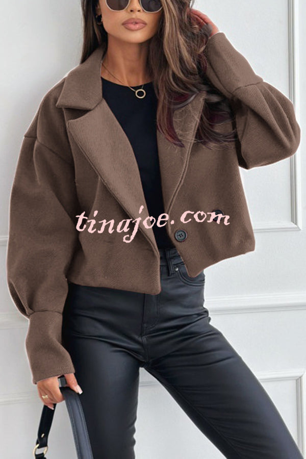 Fashionable Solid Color Lapel Short Blazer