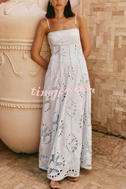 Simona Embroidered Starfish Pattern Backless Tie-up Slip Maxi Dress