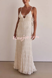 Passion and Romance Pleated Side Tie-up A-line Maxi Dress