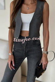 Catch The Chic V-neck Waisted Crop Vest Top