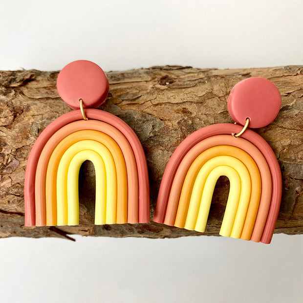 Rainbow colored polymer earrings