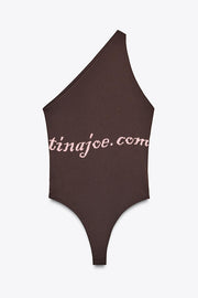 Fashion Slim-fit One-shoulder Stretch Bodysuit and Casual Side-slit Pants Set