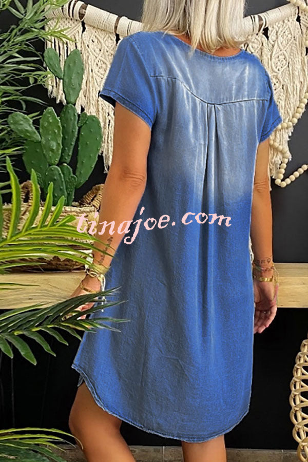 Loose Casual Short Sleeve Denim Mini Dress