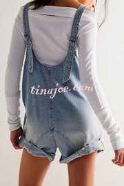 Stylish Loose Sleeveless Pocket Straps Adjustable Denim Rompers