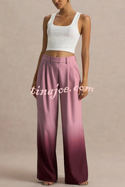 Enya Ombre Print Elastic Waist Pocketed Wide Leg Pants