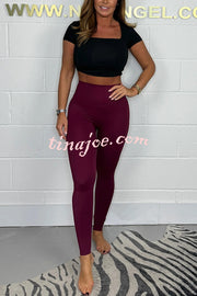 Solid Color High Waist Stretch Slim Fit Pants