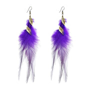 Vintage chain tassel bohemian feather earrings