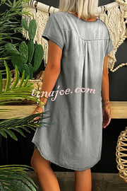 Loose Casual Short Sleeve Denim Mini Dress