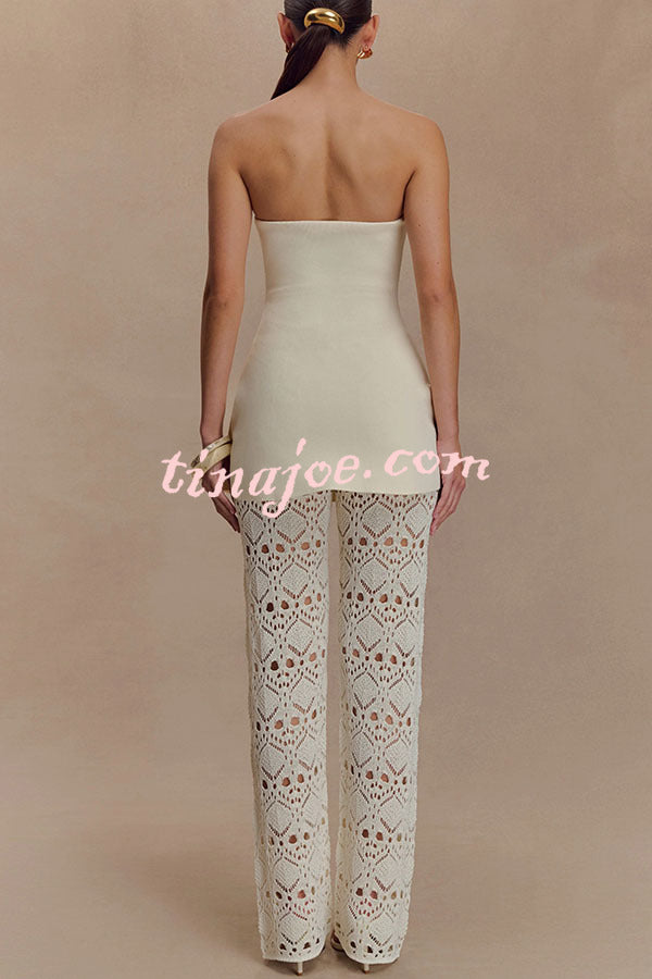 Anette Bandage Knit Strapless Stretch A-line Midi Top