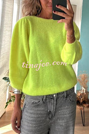 Bright Winter Day Knit Solid Color Wide Neck Relaxed Sweater