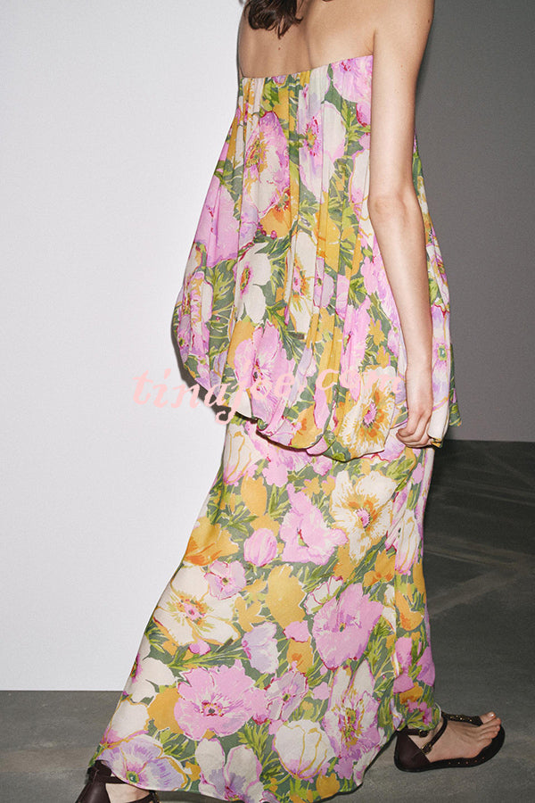 Floral Print Off-the-shoulder Irregular Loose Maxi Dress