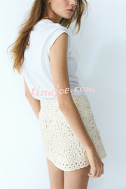 Fashion Floral Hollow Embroidery Slim Mini Skirt