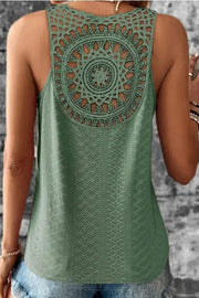 Solid Color Casual V-neck Hollow Back Vest Top