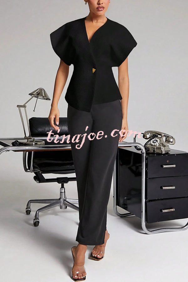 Fashion Button V-neck Asymmetrical Suit Vest