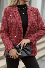 Fashionable Plaid Casual Double-breasted Blazer