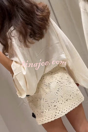 Fashion Floral Hollow Embroidery Slim Mini Skirt