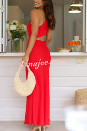 Solid Color Sexy One Shoulder Off Waist Maxi Dress