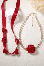 Romantic Rose Diamond Double Layer Necklace