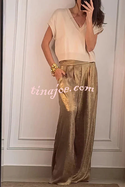 Fashionable Hot Stamping High Waist Casual Wide Leg Pants