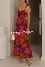 Fashion Tie-dye Backless Suspender Holiday Maxi Dress