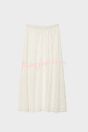 Elegant Casual Feeling Floral Lace Elastic Waist Maxi Skirt