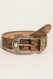 Distressed Embossed Western Vintage Denim Belt