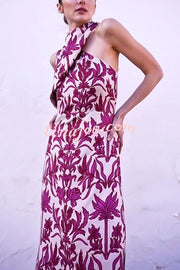 Unique Printed Fashion One Shoulder Casual Maxi Dress