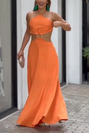 Sexy Halter Neck Backless Sleeveless Maxi Dress