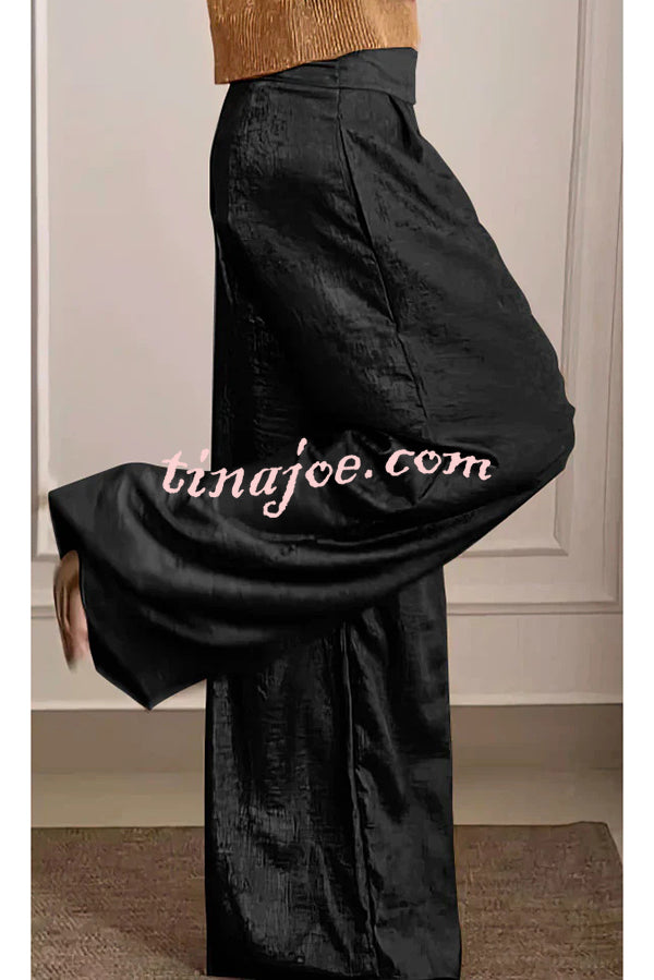 Fashionable Hot Stamping High Waist Casual Wide Leg Pants