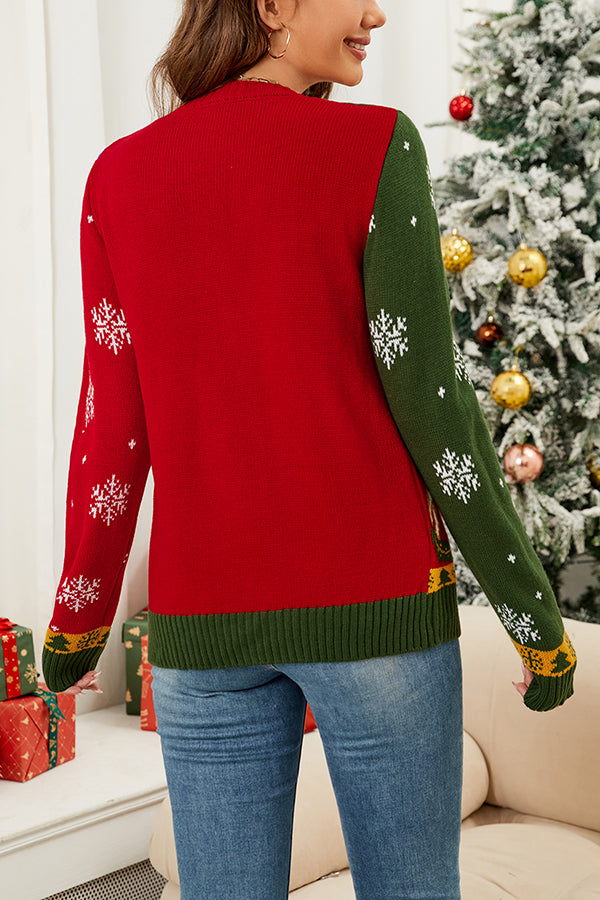 Christmas Soldier Loose Long Sleeve Casual Knit Cardigan