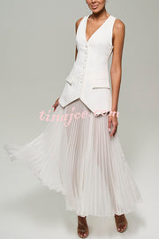 Modern Day Chiffon Pleated High Rise A-line Midi Skirt