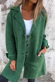 Solid Color Lapel Pocket Single Breasted Midi Coat