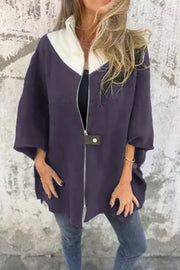 Fashionable Casual Stand Collar Zippered Loose Jacket