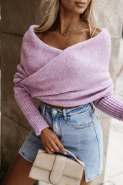 Warm in Two Ways Knit Off Shoulder Relaxed Poncho Sweater