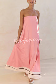 Unique Print Sexy Tube Top Back Zipper Loose Maxi Dress