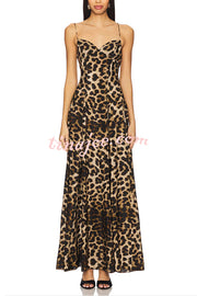 In The Maldives Leopard Waisted A-line Slip Maxi Dress