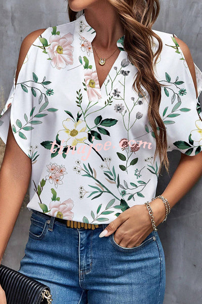 Fashion Printed V-neck Casual Loose Top