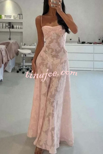Fashion Sexy Suspenders See-through Holiday Slim Maxi Dress