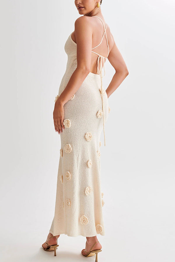 Flowers for Every Occasion Crochet Back Lace-up Maxi Dress