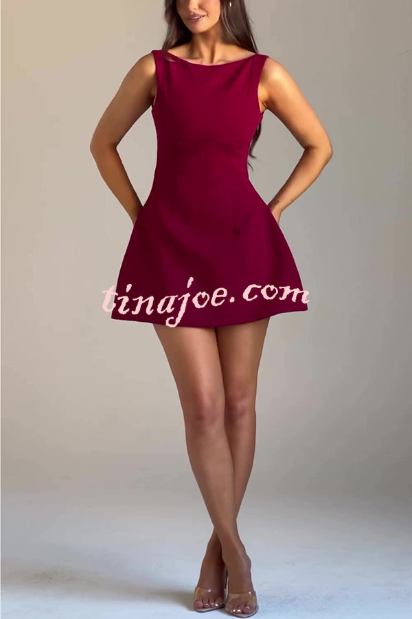 Cosmopolitan Chic High Neck Scoop Back Bubble-shaped Mini Dress